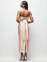 Side View Thumbnail - Cameo Strapless Cuff Satin Midi Dress with Column Skirt & Back Bow 