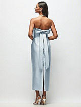 Side View Thumbnail - Mist Strapless Cuff Satin Midi Dress with Column Skirt & Back Bow 