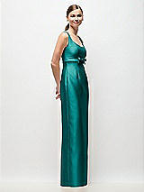 Side View Thumbnail - Jade Scoop Neck Satin Column Maxi Dress with Bow at Empire Waist