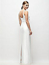 Rear View Thumbnail - White Scoop Neck Satin Column Maxi Dress with Bow at Empire Waist