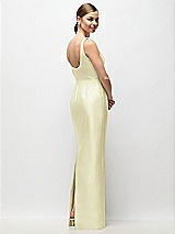 Rear View Thumbnail - Butter Yellow Scoop Neck Satin Column Maxi Dress