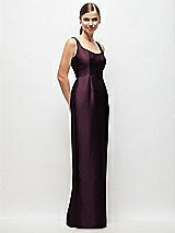 Side View Thumbnail - Deep Plum Scoop Neck Satin Column Maxi Dress