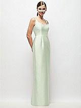Side View Thumbnail - Mint Green Scoop Neck Satin Column Maxi Dress