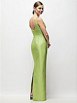 Rear View Thumbnail - Mojito Scoop Neck Satin Column Maxi Dress