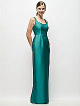 Side View Thumbnail - Jade Scoop Neck Satin Column Maxi Dress
