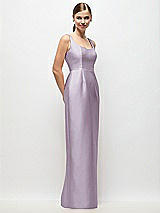Side View Thumbnail - Lilac Haze Scoop Neck Satin Column Maxi Dress