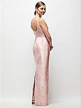 Rear View Thumbnail - Bow And Blossom Print Scoop Neck Floral Satin Column Maxi Dress