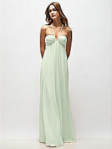 Rear View Thumbnail - Mint Green Empire Waist Chiffon Halter Maxi Dress with Convertible Spaghetti Straps