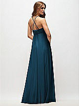 Side View Thumbnail - Atlantic Blue Empire Waist Chiffon Halter Maxi Dress with Convertible Spaghetti Straps