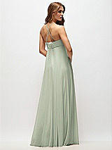 Side View Thumbnail - Celadon Empire Waist Chiffon Halter Maxi Dress with Convertible Spaghetti Straps