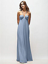 Rear View Thumbnail - Cloudy Empire Waist Chiffon Halter Maxi Dress with Convertible Spaghetti Straps