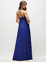 Side View Thumbnail - Cobalt Blue Empire Waist Chiffon Halter Maxi Dress with Convertible Spaghetti Straps
