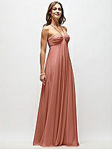 Front View Thumbnail - Desert Rose Empire Waist Chiffon Halter Maxi Dress with Convertible Spaghetti Straps