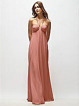 Rear View Thumbnail - Desert Rose Empire Waist Chiffon Halter Maxi Dress with Convertible Spaghetti Straps