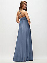 Side View Thumbnail - Larkspur Blue Empire Waist Chiffon Halter Maxi Dress with Convertible Spaghetti Straps