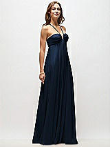 Front View Thumbnail - Midnight Navy Empire Waist Chiffon Halter Maxi Dress with Convertible Spaghetti Straps