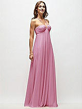 Front View Thumbnail - Powder Pink Empire Waist Chiffon Halter Maxi Dress with Convertible Spaghetti Straps