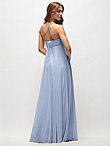 Side View Thumbnail - Sky Blue Empire Waist Chiffon Halter Maxi Dress with Convertible Spaghetti Straps