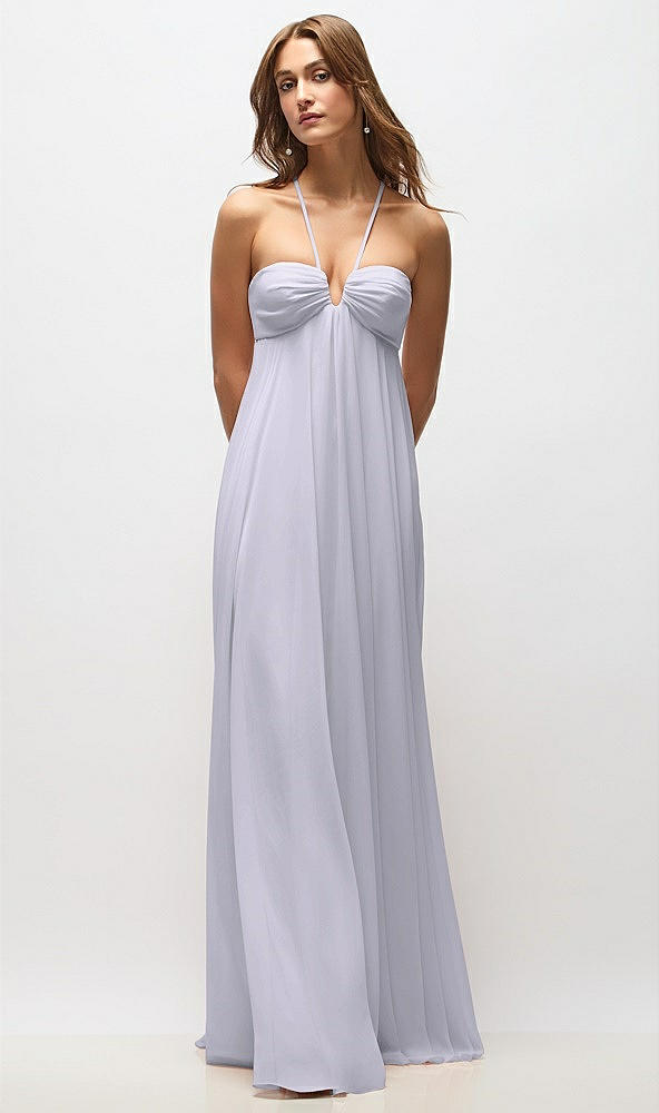 Back View - Silver Dove Empire Waist Chiffon Halter Maxi Dress with Convertible Spaghetti Straps