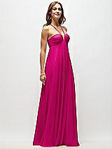 Front View Thumbnail - Think Pink Empire Waist Chiffon Halter Maxi Dress with Convertible Spaghetti Straps