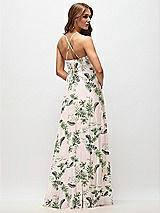 Rear View Thumbnail - Palm Beach Print Empire Waist Floral Chiffon Halter Maxi Dress with Convertible Spaghetti Straps