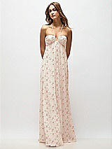 Front View Thumbnail - Coquette Floral Print Empire Waist Floral Chiffon Halter Maxi Dress with Convertible Spaghetti Straps