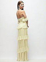 Side View Thumbnail - Butter Yellow Off-the-Shoulder Cowl Chiffon Tiered Ruffle Maxi Dress with Convertible Ruffle Straps