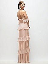 Side View Thumbnail - Cameo Off-the-Shoulder Cowl Chiffon Tiered Ruffle Maxi Dress with Convertible Ruffle Straps
