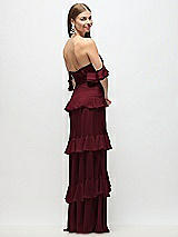 Side View Thumbnail - Cabernet Off-the-Shoulder Cowl Chiffon Tiered Ruffle Maxi Dress with Convertible Ruffle Straps