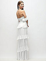 Side View Thumbnail - White Off-the-Shoulder Cowl Chiffon Tiered Ruffle Maxi Dress with Convertible Ruffle Straps