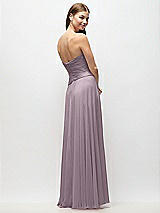 Rear View Thumbnail - Lilac Dusk Strapless Chiffon Maxi Dress with Asymmetrical Ruched Drop Waist
