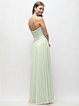 Rear View Thumbnail - Mint Green Strapless Chiffon Maxi Dress with Asymmetrical Ruched Drop Waist