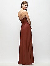 Rear View Thumbnail - Auburn Moon Strapless Chiffon Maxi Dress with Asymmetrical Ruched Drop Waist