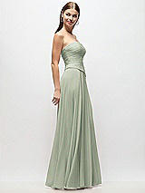 Side View Thumbnail - Celadon Strapless Chiffon Maxi Dress with Asymmetrical Ruched Drop Waist