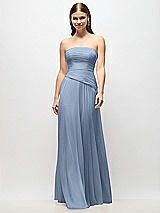 Front View Thumbnail - Cloudy Strapless Chiffon Maxi Dress with Asymmetrical Ruched Drop Waist