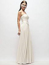 Side View Thumbnail - Ivory Strapless Chiffon Maxi Dress with Asymmetrical Ruched Drop Waist