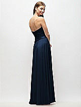 Rear View Thumbnail - Midnight Navy Strapless Chiffon Maxi Dress with Asymmetrical Ruched Drop Waist