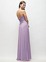 Rear View Thumbnail - Pale Purple Strapless Chiffon Maxi Dress with Asymmetrical Ruched Drop Waist