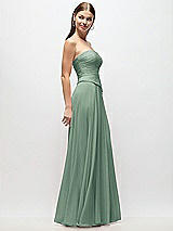 Side View Thumbnail - Seagrass Strapless Chiffon Maxi Dress with Asymmetrical Ruched Drop Waist