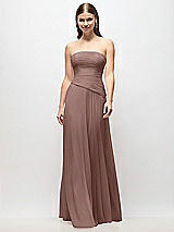 Front View Thumbnail - Sienna Strapless Chiffon Maxi Dress with Asymmetrical Ruched Drop Waist