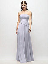 Front View Thumbnail - Silver Dove Strapless Chiffon Maxi Dress with Asymmetrical Ruched Drop Waist