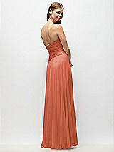 Rear View Thumbnail - Terracotta Copper Strapless Chiffon Maxi Dress with Asymmetrical Ruched Drop Waist