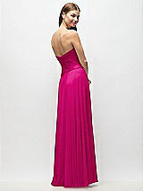Rear View Thumbnail - Think Pink Strapless Chiffon Maxi Dress with Asymmetrical Ruched Drop Waist