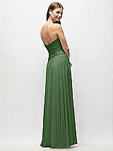 Rear View Thumbnail - Vineyard Green Strapless Chiffon Maxi Dress with Asymmetrical Ruched Drop Waist