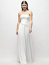 Front View Thumbnail - White Strapless Chiffon Maxi Dress with Asymmetrical Ruched Drop Waist