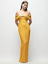 Front View Thumbnail - NYC Yellow Off-the-Shoulder Crepe Column Maxi Dress with Bow-Pinch Detail