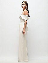 Side View Thumbnail - Ivory Off-the-Shoulder Crepe Column Maxi Dress with Bow-Pinch Detail