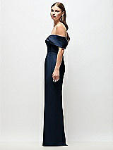Side View Thumbnail - Midnight Navy Off-the-Shoulder Crepe Column Maxi Dress with Bow-Pinch Detail