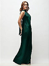 Side View Thumbnail - Evergreen Draped Scarf Halter Open-Back Stretch Satin Bias Maxi Dress with Adjustable Straps