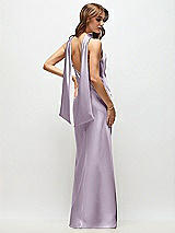 Rear View Thumbnail - Lilac Haze Draped Scarf Halter Open-Back Stretch Satin Bias Maxi Dress with Adjustable Straps
